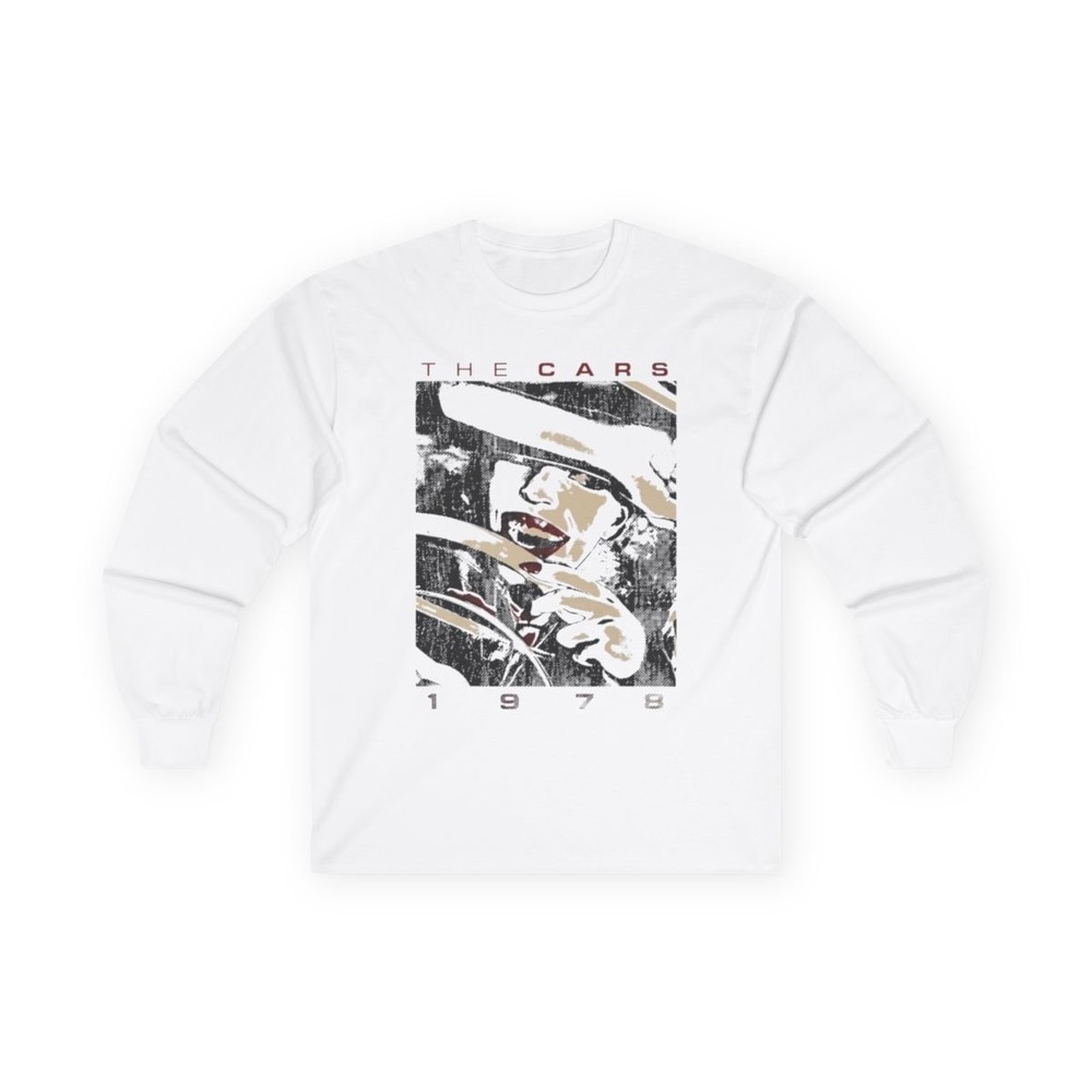 The Cars Band Graphic T-Shirt Womens White New 1978 Album Art Long Sleeve